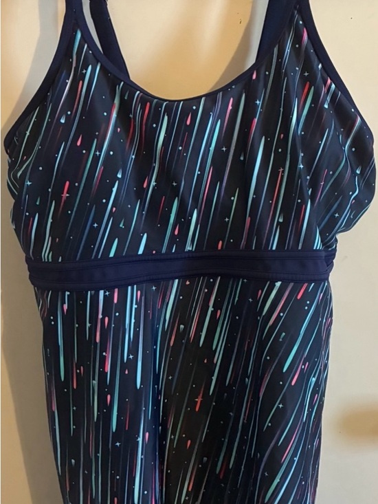 $13 or 2 for $20. Women’s Tankini Top L Blue Abstract Print Adjustable Straps - Picture 2 of 5